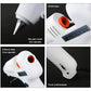 White hot pneumatic glue gun close-ups showing orange inlet and alloy glue nozzle