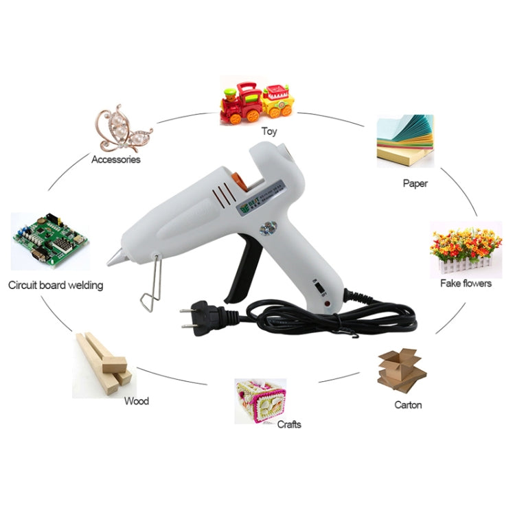Hot pneumatic glue gun kit with power cord and accessories for crafts and bonding