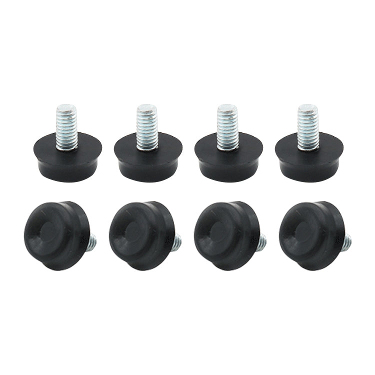 Black rubber furniture foot pads with galvanized threaded screws, multiple pieces