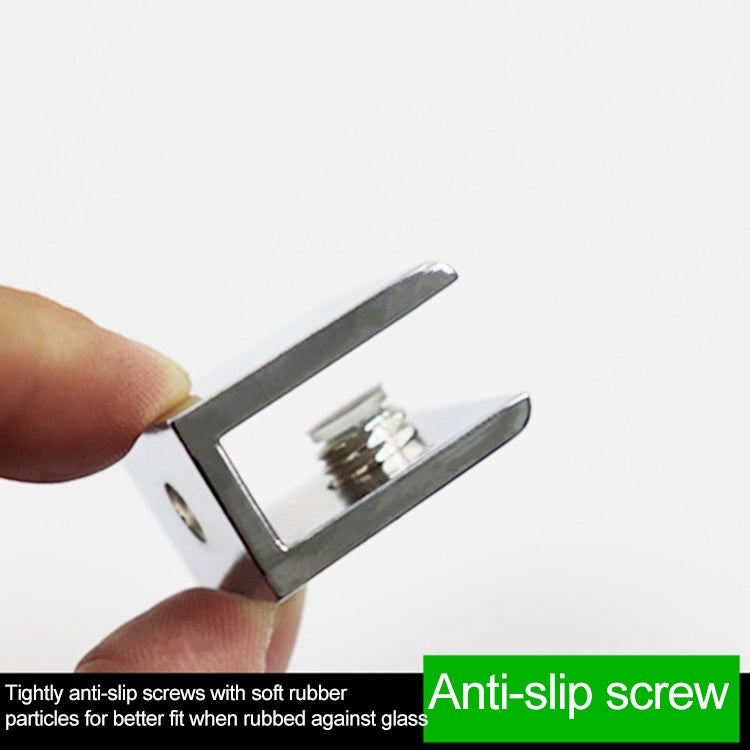 Zinc alloy glass clamp bracket with grooved anti-slip screws and base