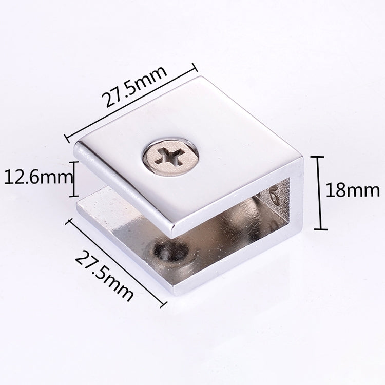 Square glass fixing clamp bracket with countersunk screw and metal base