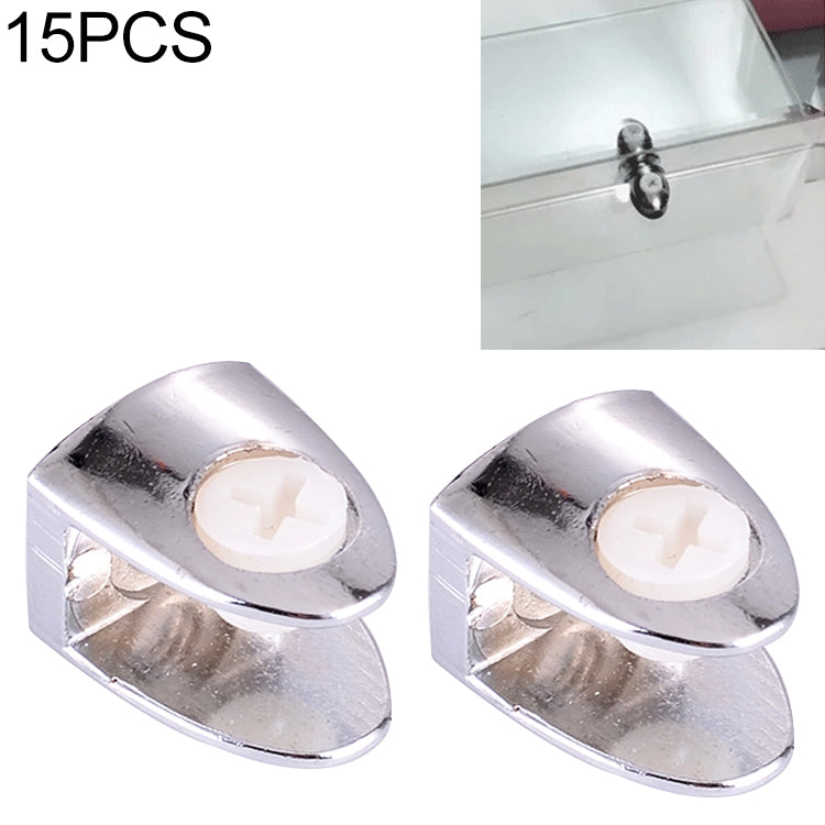 Bright chrome zinc alloy glass fixing clamp nail, close-up of two clamps