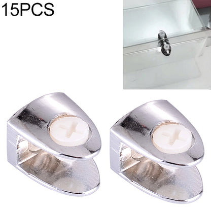 Bright chrome zinc alloy glass fixing clamp nail, close-up of two clamps