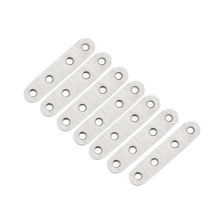 Stainless steel straight connector plates, 40-piece set, brushed metal, multiple screw holes