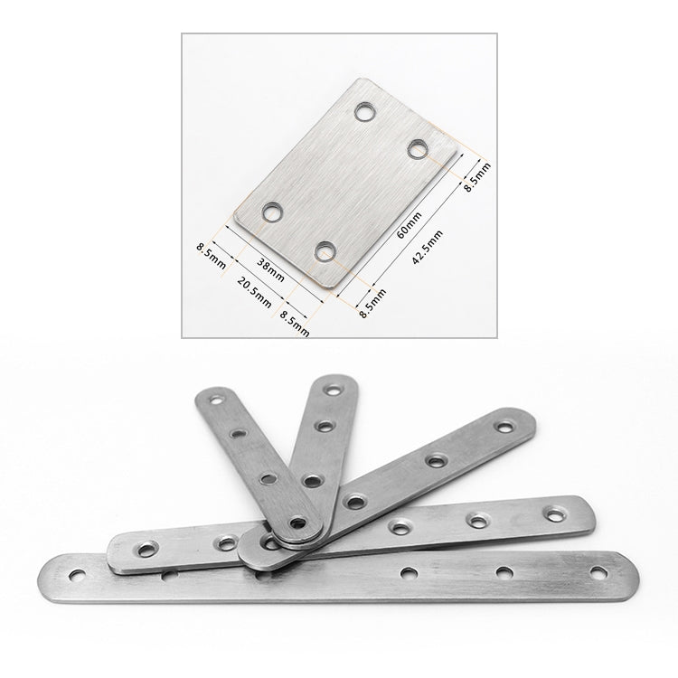 Brushed stainless steel straight connector plates for straight joint, with multiple holes