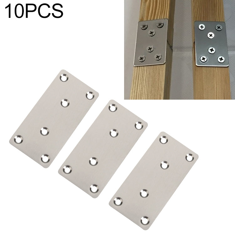 Stainless steel straight connecting plates, four-hole design, set of 10
