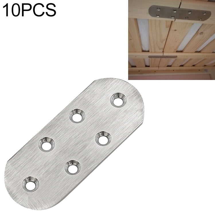 Stainless steel straight connector plate with 4 mounting holes, size 18, pack of 10