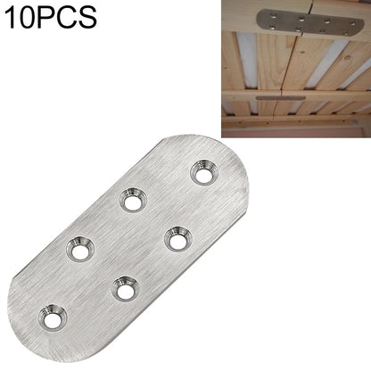 Stainless steel straight connector plate with 4 mounting holes, size 18, pack of 10