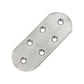 Stainless steel straight connector plate with 5 mounting holes, brushed finish, size 18