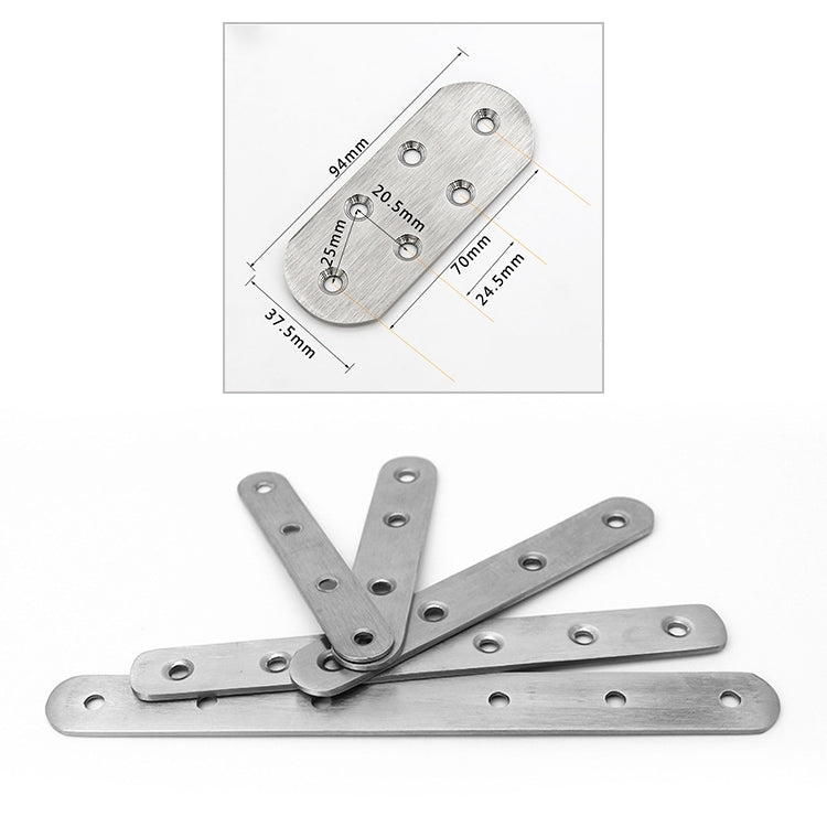 Set of stainless steel straight bracket connectors with multiple mounting holes