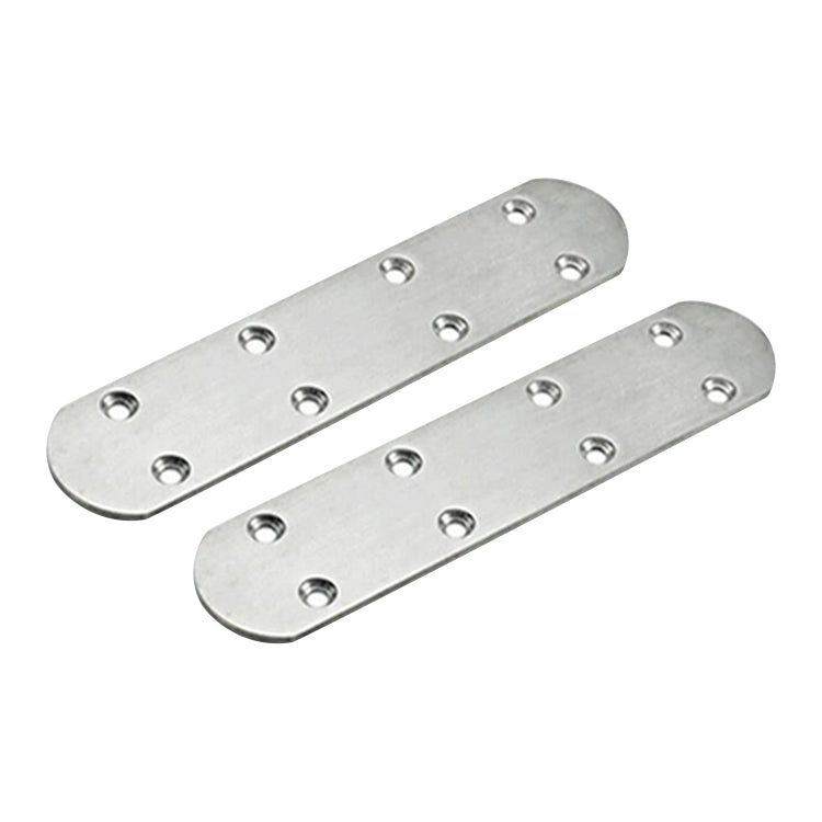 Stainless steel straight connecting plates with round bolt holes, two plates