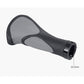 Mountain bike handlebar grip, textured gray grip pad on black rubber with end opening
