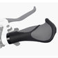 Installed mountain bike handlebar rubber grips with gray textured palm pads