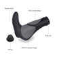 Black bicycle handlebar grips with anti-slip textured pads, horn, and snap ring.