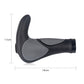 Black bicycle handlebar grip with gray textured palm pad and end cap, horn version.