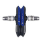 Blue bicycle disc brake pads with metal mounting hardware and BARANNIE branding