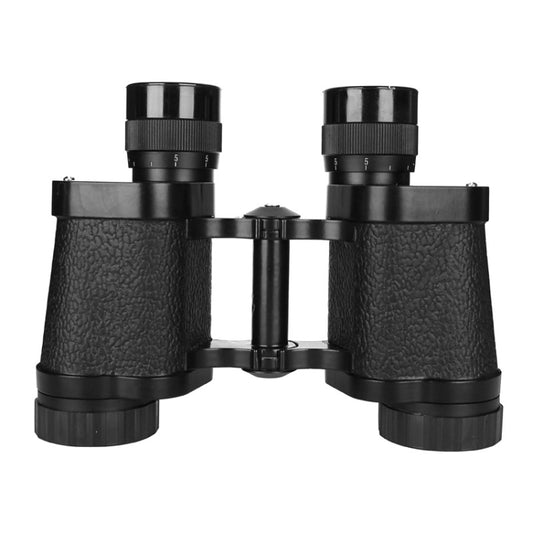 Black binocular telescope with textured grips and twin eyepieces