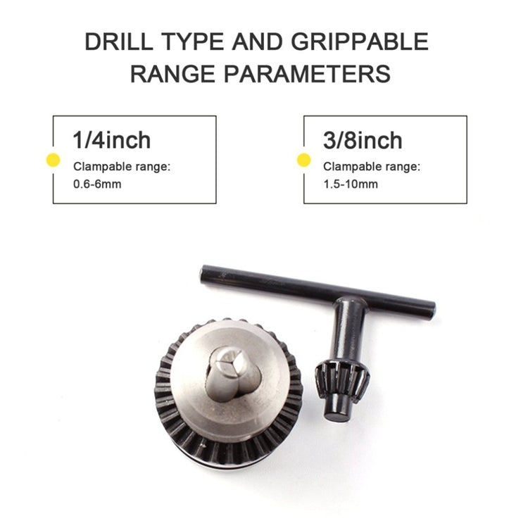 Manual hand drill chuck with metal gear head and black T-handle crank