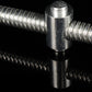 Metal clamp joint with threaded screw and cylindrical pivot piece, close-up detail