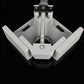 Top view of aluminum right-angle clamp with threaded rod and mounted fastener plates