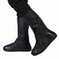 Black high tube adult shoe covers, two-button side straps and rounded slip-on boot