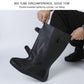 Black high tube adult shoe cover with adjustable strap and wide cuff opening