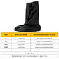 Black high tube shoe covers with size chart showing XL shoe cover length