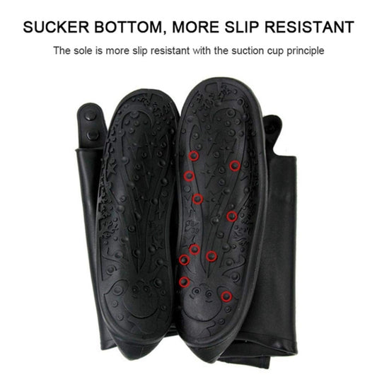 Suction-cup style slip-resistant sole on high tube shoe cover, with tread pattern