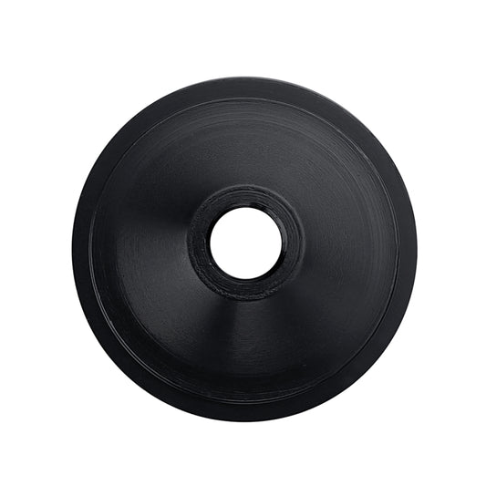 C16 bicycle headset cap, black CNC aluminum, plain round back with center mounting hole