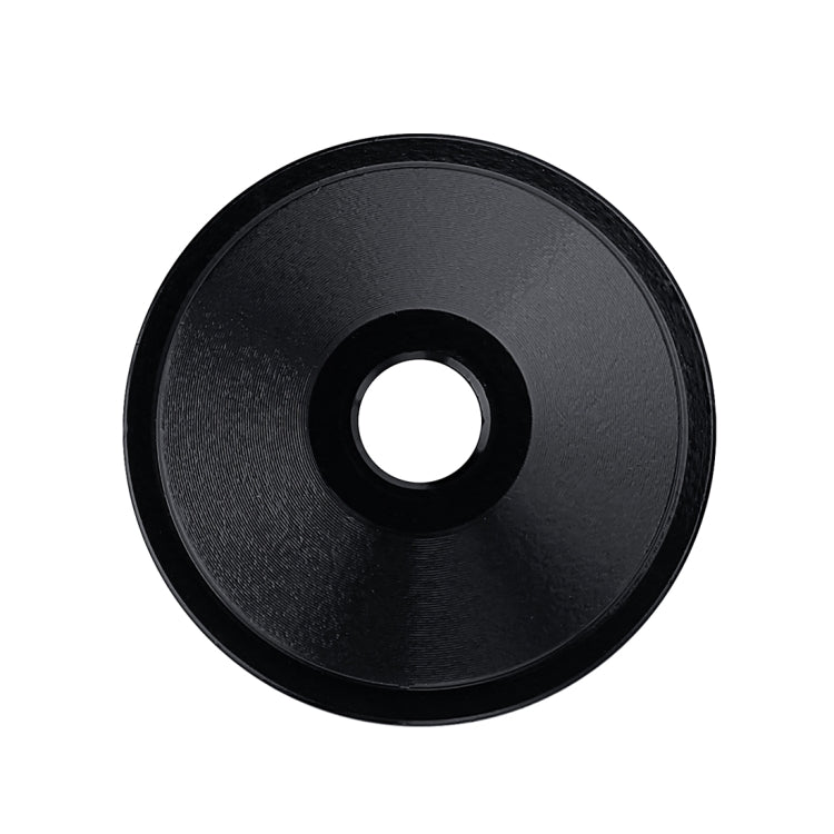 CNC aluminum bike headset cap, dark black round design with central mounting hole