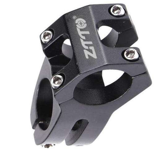 Black MTB handlebar stem with ZTTO branding, four silver bolts on the faceplate