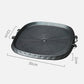 Square ridged grill plate with side handles, dark gray