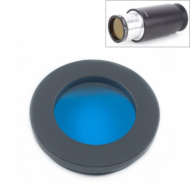 1.25-inch telescope color filter with blue-tinted lens in a black ring