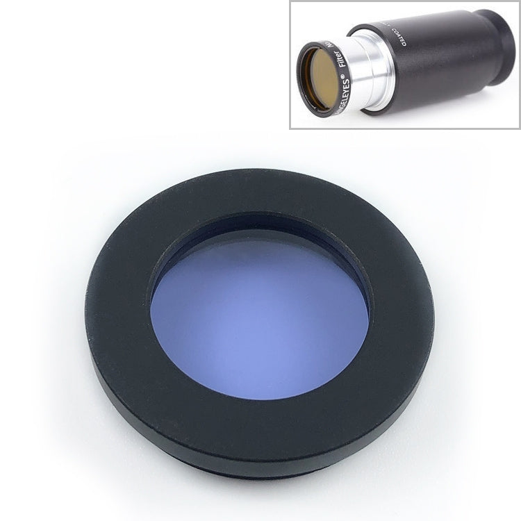 1.25-inch telescope color filter with purple-tinted lens in a black frame