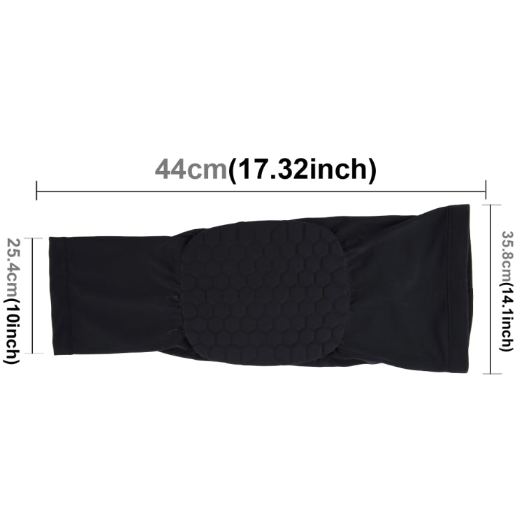 Black long knee brace sleeve with a honeycomb protective pad panel
