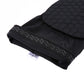 Black knee sleeve with anti-slip silicone strip and raised honeycomb pad