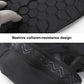 Close-up honeycomb pad and anti-slip silicone strip on black knee sleeve