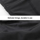 Close-up of black knee guard fabric with seams and elastic fit panel.