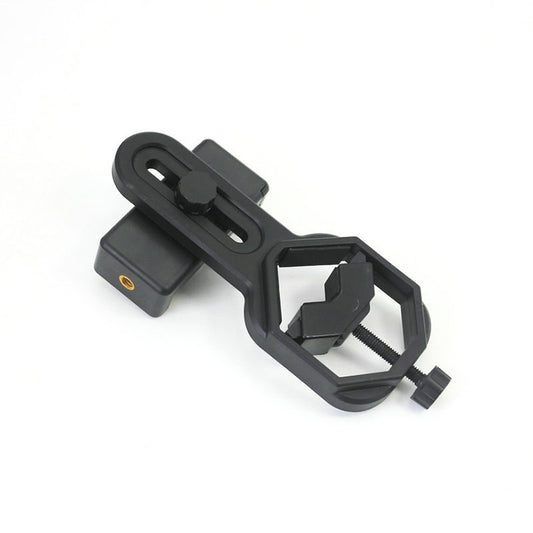 Black phone camera adapter bracket with clamp and thumb screw