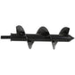 Black alloy twist drill bit with spiral auger and pointed tip, side view, 18x5cm