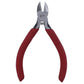 Diagonal cutting pliers with red grips and chrome steel cutting jaws