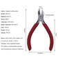 Diagonal cutting pliers with red handles and pointed cutting jaws, measured size
