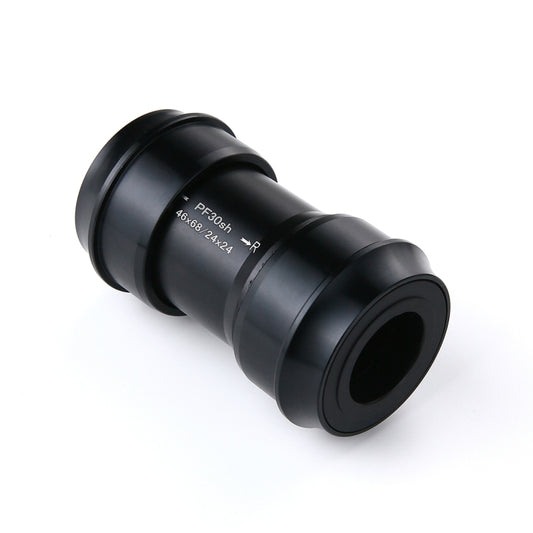 Black PF30 press-fit bottom bracket sleeve, side view with “PF30SH” marking