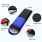 Blue and black sleeping bag with elastic hood cap and zippered opening