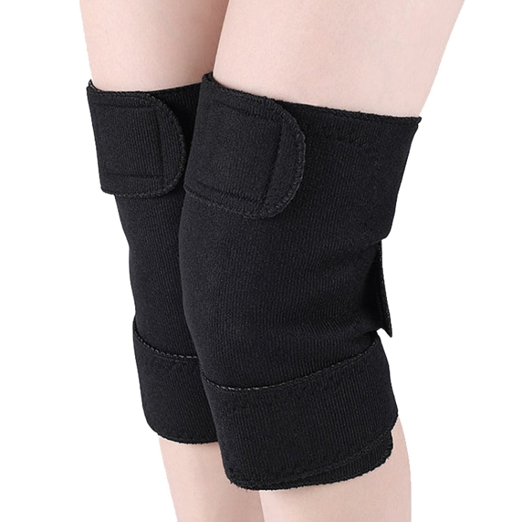 Black adjustable knee pads with hook-and-loop straps