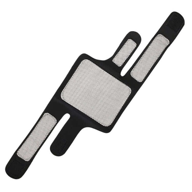 Black knee brace pad with wide strap and two securing bands