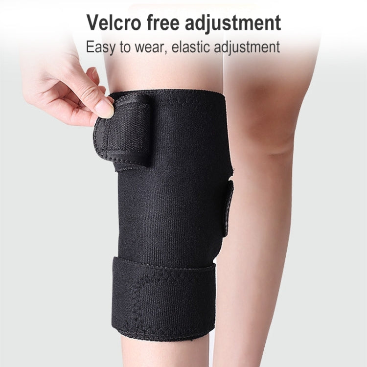 Black knee pad brace with adjustable strap and elastic fit
