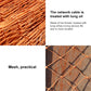 Orange-brown treated mesh net cords with tight grid pattern for throw fishing