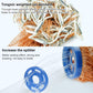 Weighted throw net with orange-brown cord mesh, white rope, and blue end splitters
