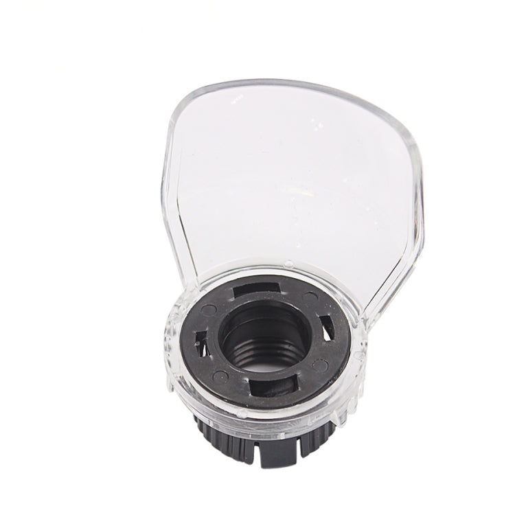 Transparent rotary tool shield guard with black base and threaded opening